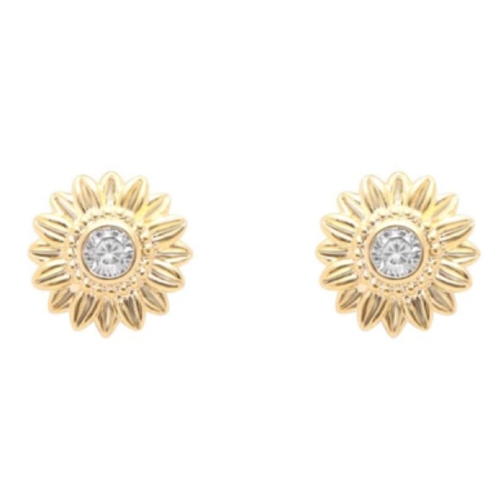 Beautiful Gold Flower / Sunflower Stud Earrings - Picture 4 of 4